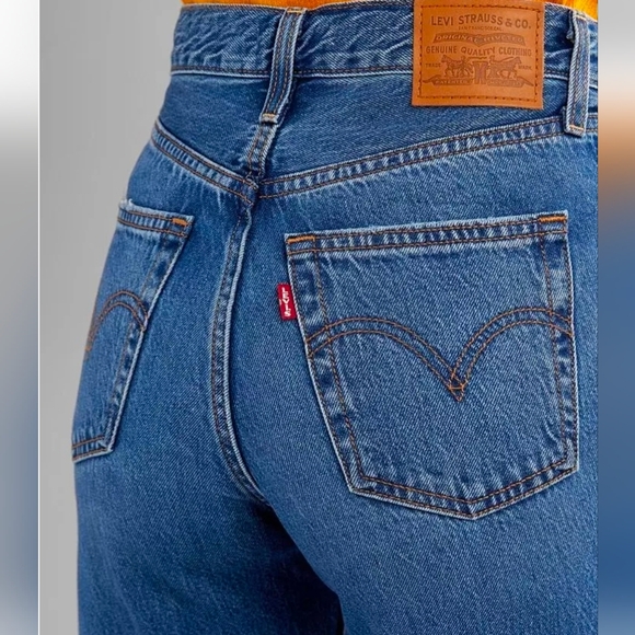 Levis Blue Ribcage Straight Ankle Jeans - Picture 6 of 9